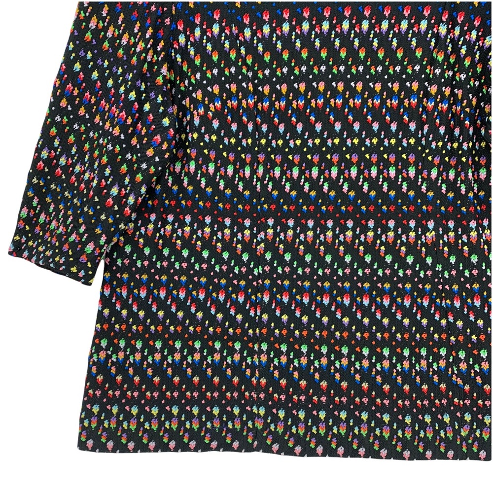 Vintage Handmade Black Zipper Back Shirt with Rainbow Colors Detailing - Picture 3 of 8